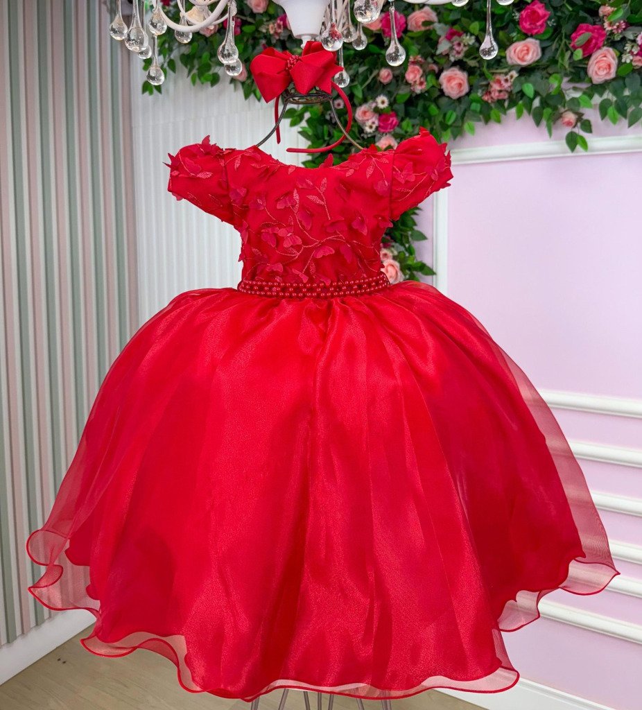 Vestido Juvenil Miss Cherry Paloma Vermelho