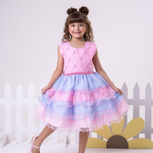 Vestido Ysa Kids Lauren Rosa